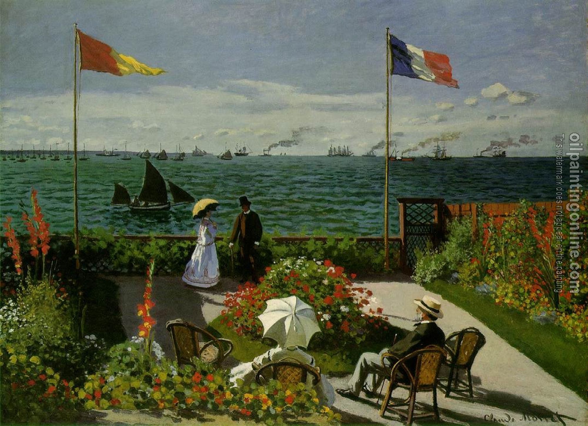 Monet, Claude Oscar - Terrace by the Sea at Sainte-Adresse